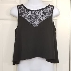 Express Black Lace Asymmetrical Crop Tank Top